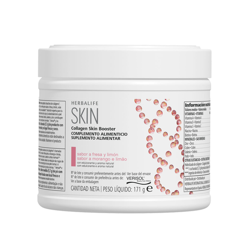 Collagen Skin Booster Herbalife, demostrado científicamente que reduce las arrugas del contorno de los ojos y mejora la elasticidad de la piel después de 4 semanas. Este producto tiene alto contenido en vitaminas y minerales para contribuir al bienestar de la piel, el cabello y las uñas